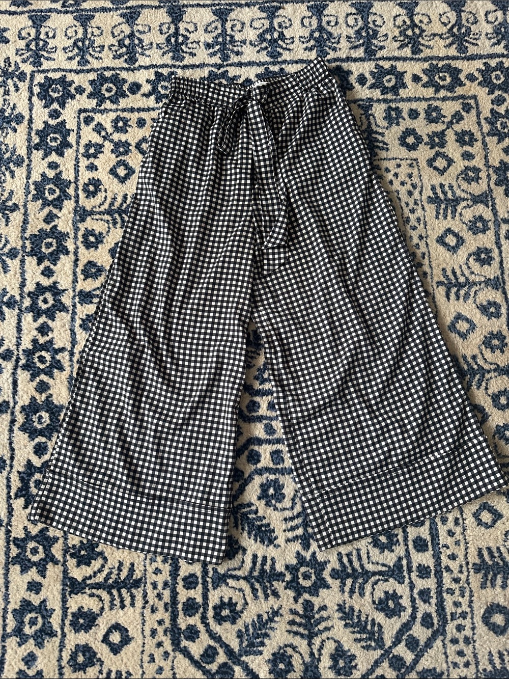 Zara High-Waist Wide Leg Gingham Pants – Black & White
